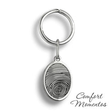 Load image into Gallery viewer, Oval Fingerprint Keychain - Silver