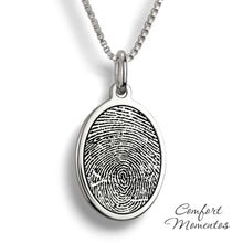 Load image into Gallery viewer, Oval Fingerprint Necklace - Silver