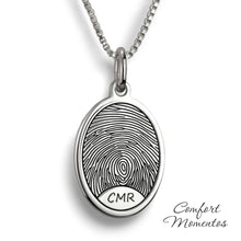 Load image into Gallery viewer, Oval Fingerprint Necklace - Silver