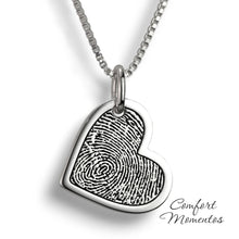 Load image into Gallery viewer, Tilted Heart Fingerprint Necklace - Silver