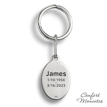 Load image into Gallery viewer, Oval Fingerprint Keychain - Silver
