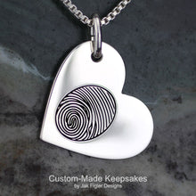 Load image into Gallery viewer, Heart on Side Fingerprint Necklace
