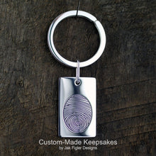 Load image into Gallery viewer, Dog Tag Fingerprint Keychain