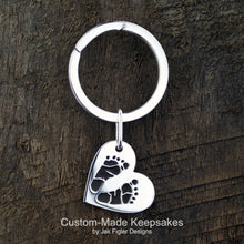 Load image into Gallery viewer, Heart on Side Footprint Keychain