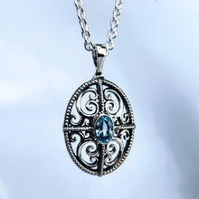 Load image into Gallery viewer, Playing Around: Sterling 3D Filigree with 6x4mm LIght Swiss Topaz
