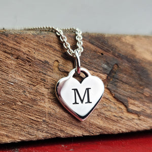 Silver Heart Initial Pendant