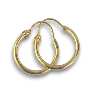 14K Yellow Gold Estate Hollow Hoop Earrings