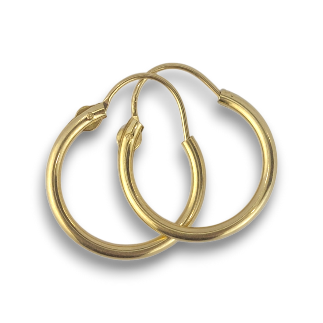 14K Yellow Gold Estate Hollow Hoop Earrings