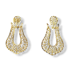 14K Yellow Estate Gold Art-Deco Filigree Earrings