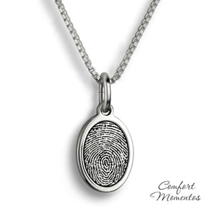 Oval Fingerprint Small Necklace - Silver