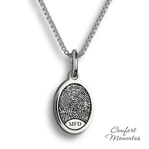 Oval Fingerprint Small Necklace - Silver