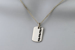 Silver Dog Tag Pendant with Heart Cut Outs V24B