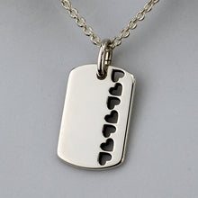 Load image into Gallery viewer, Silver Dog Tag Pendant with Heart Cut Outs V24B

