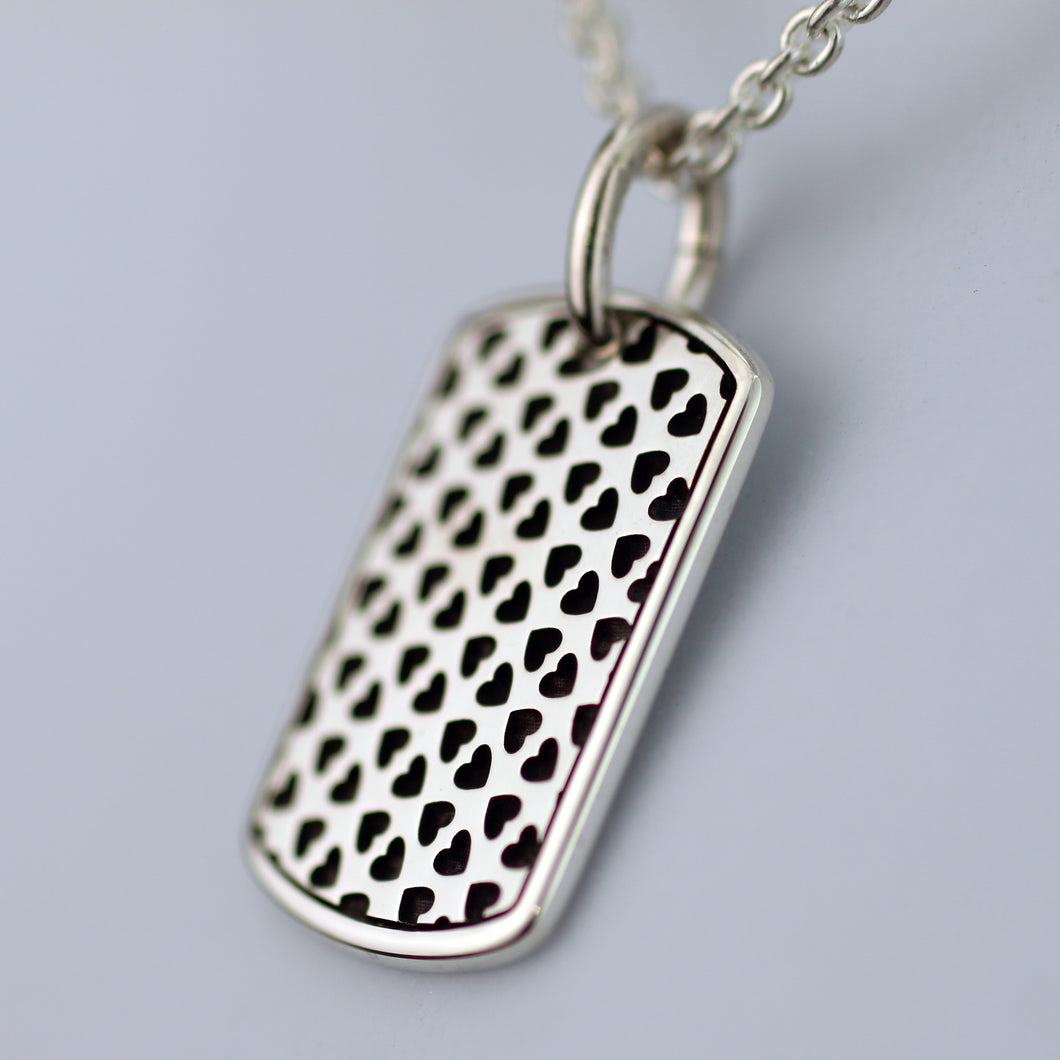 Silver Heart Pendant with Heart Pattern V24C