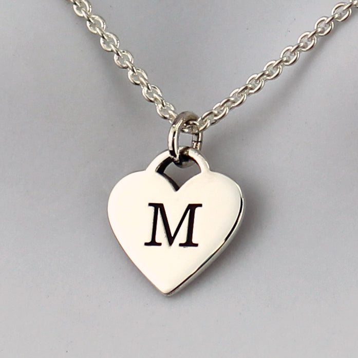 Silver Heart Initial Pendant
