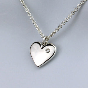 Silver Heart Pendant with Diamond  V24G