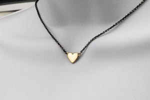 Gold Heart Pendant on Darkened Chain V24J
