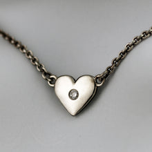 Load image into Gallery viewer, Antique Finished Silver Heart Pendant with Diamond V24

