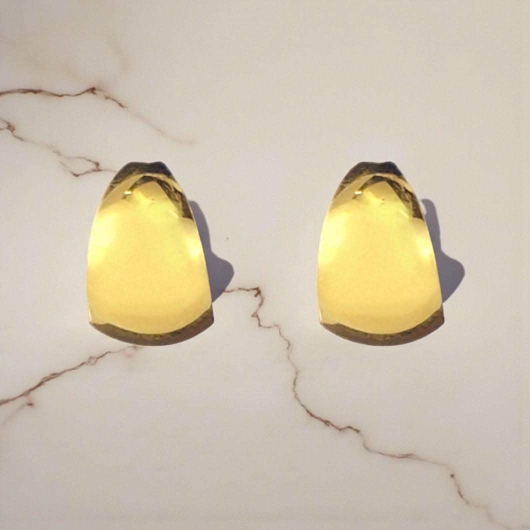 14K Yellow Gold Estate Thin Half Hoop Stud Earrings