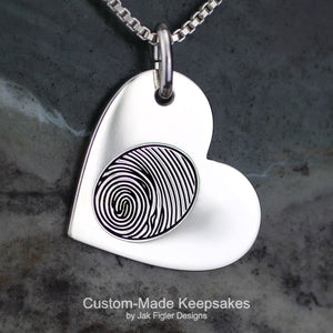 Heart on Side Fingerprint Necklace