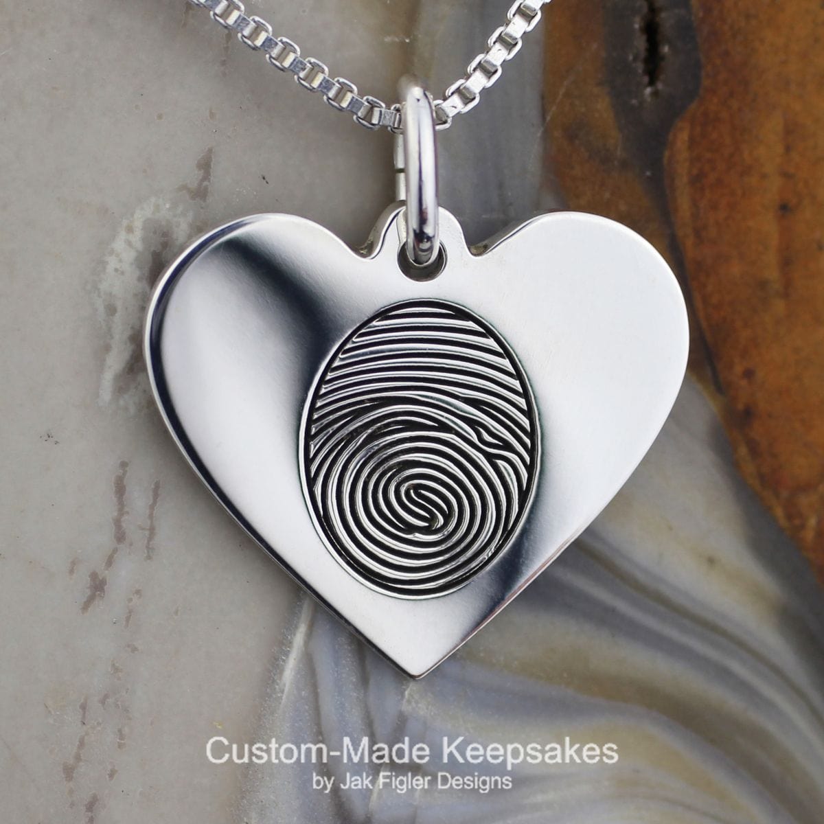 Heart Fingerprint Necklace – Jak Figler Designs - Main Image