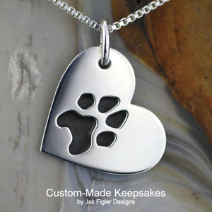 Heart on Side Pawprint Necklace