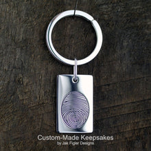Load image into Gallery viewer, Dog Tag Fingerprint Keychain
