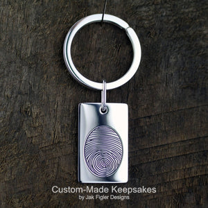 Dog Tag Fingerprint Keychain