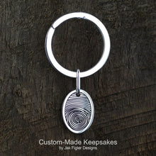 Load image into Gallery viewer, Oval Fingerprint Keychain
