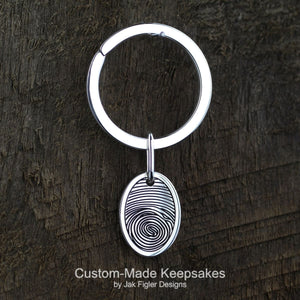 Oval Fingerprint Keychain