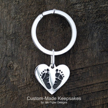 Load image into Gallery viewer, Heart Footprint Keychain
