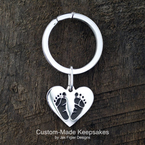 Heart Footprint Keychain