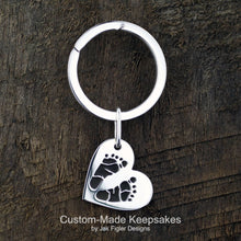 Load image into Gallery viewer, Heart on Side Footprint Keychain
