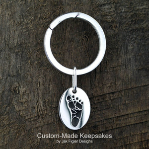 Oval Footprint Keychain