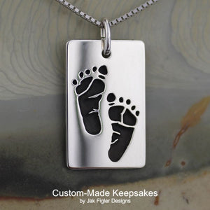 Custom Footprint, Pawprint, drawing or handwriting necklace with FREE box :)