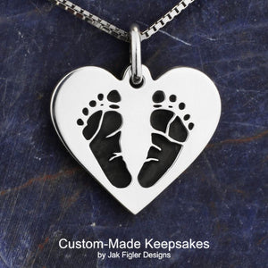 Custom Footprint, Pawprint, drawing or handwriting necklace with FREE box :)