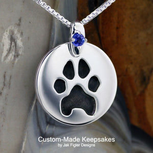 Pawprint Round Necklace with Gemstone