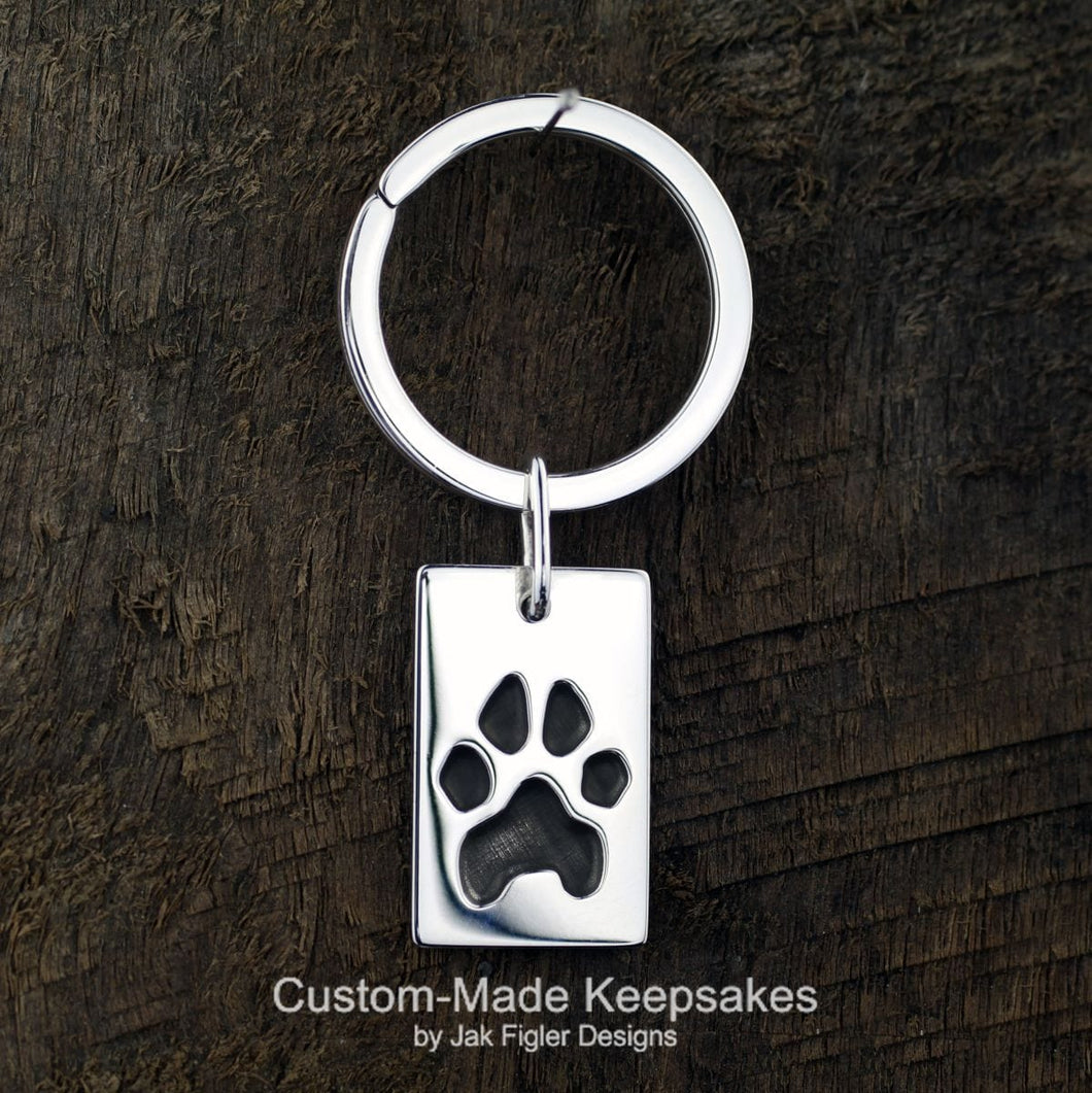 Pawprint Dog Tag Keychain