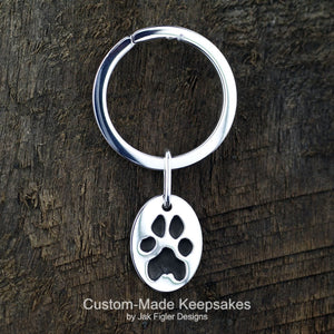 Oval Pawprint Keychain